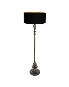 Black floor lamp Bois 3961ZW with black gold linen shade