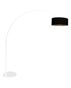 Witte vloerlamp / booglamp Sparkled Light 3964W met zwart linnen kap