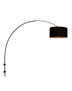 Zwarte boog wandlamp Sparkled Light 3967ZW met zwart goud linnen kap