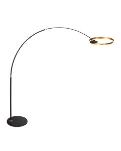 Lampadaire Arqué Noir Ringlux avec Détails Dorés – 4130GO – 4000 Lumensglux