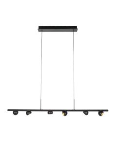 Zwarte hanglamp Marcadore 120cm breed 6 lichts