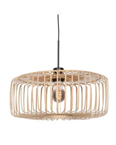 Zwarte hanglamp Sparkled Light 4184ZW met blank bamboe kap