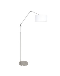 Steel-colored floor lamp Prestige Chic 8100ST with white fine linen shade