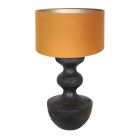 Lampe de table Lyons 3477ZW Noire – Avec Abat-jour en Velours Doré et Interrupteur sur Câble