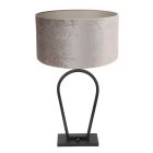 Black table lamp Stang 3505ZW with gray velvet shade and on/off switch