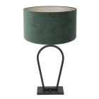 Black table lamp Stang 3509ZW with green velvet shade and on/off switch