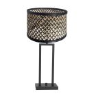 Black table lamp Stang 3703ZW with rotary switch and natural / black bamboo shade