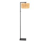 Black floor lamp Stang 3706ZW with switch and natural grass shade