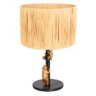 Gold with black table lamp Animaux 3714ZW with beige brown grass shade