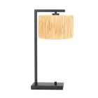 Black table lamp Stang 3716ZW with natural grass shade