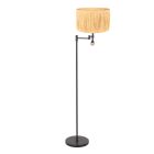 Black floor lamp Stang 3718ZW with reading lamp and natural grass shade