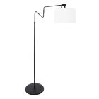 Lampadaire noir 'petit arc' Linstrom 3728ZW avec abat-jour en lin blanc