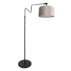 Lampadaire noir 'petit arc' Linstrom 3731ZW avec abat-jour en velours gris taupe