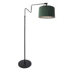 Lampe sur pied noire 'petite lampe arquée' Linstrom 3735ZW avec abat-jour en velours vert