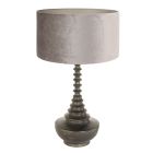 Lampvoet Bois 3758ZW zwart bruin met grijs taupe velours kap