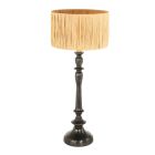 Black lamp base Bois 3766ZW with natural grass lampshade