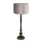 Black lamp base Bois 3767ZW with gray velvet lampshade