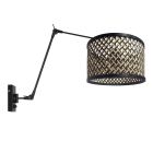 Zwarte wandlamp Prestige Chic 3794ZW met naturel met zwart bamboe kap