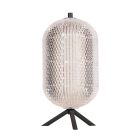 Table lamp Geripu 3841ZW Ø15cm ribbed plastic with LED module