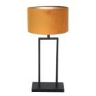 Black table lamp Stang 3859ZW with E27 fitting and gold velvet fabric shade