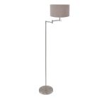 Steel-colored floor lamp Bella 3879ST with gray velvet shade