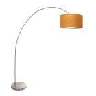 Bogenlampe Solva 3910ST Stahl mit goldfarbenem Samtlampenschirm