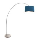 Bogenlampe Solva 3914ST Stahl mit blauem Samtlampenschirm