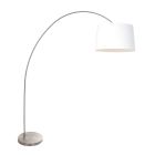 Arc lamp Solva 3916ST with a white linen lampshade