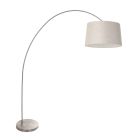 Bogenlampe Solva 3918ST mit grauem Leinenlampenschirm