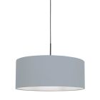 Zwarte hanglamp Sparkled Light 3924ZW met blauw grof linnen kap