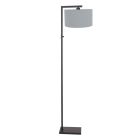 Black floor lamp Stang 3947ZW with switch and blue linen shade