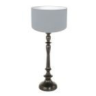 Black lamp base Bois 3953ZW with denim blue linen lampshade