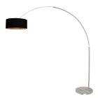 Steel-colored floor lamp / arc lamp Sparkled Light 3963ST including black shade with gold-colored inside.