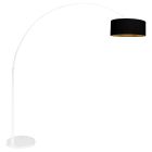 White floor lamp / arc lamp Sparkled Light 3964W with black linen shade