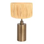 Bronzefarbene Tischleuchte Brass 3989BR mit Naturgrasschirm