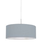 Staalkleurige hanglamp Sparkled Light 3993ST met blauw linnen kap