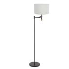 Black floor lamp Stang 7180ZW with reading lamp and white linen shade