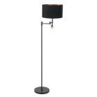 Zwarte vloerlamp Stang 7201ZW met leeslamp en zwart linnen kap