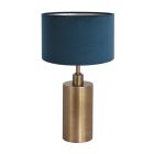 Bronze-colored table lamp Brass 7309BR with blue velvet shade