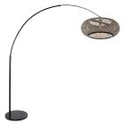 Black floor lamp / arc lamp Sparkled Light 7508ZW with black - clear bamboo shade