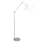 Steel-colored floor lamp Prestige Chic 8102ST with white coarse linen shade