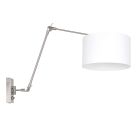 Steel-colored wall lamp Prestige Chic 8106ST with white fine linen shade