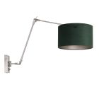 Staalkleurige wandlamp Prestige Chic 8109ST met groen velours kap