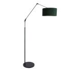 Black floor lamp / arc lamp Prestige Chic 8115ZW with green velvet shade