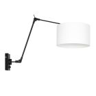 Zwarte wandlamp Prestige Chic 8120ZW met wit grof linnen kap