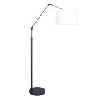 Black floor lamp / arc lamp Prestige Chic 8184ZW with white coarse linen shade