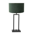 Zwarte tafellamp Stang 8212ZW met draai schakelaar en groen velours kap