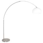 Staalkleurige vloerlamp booglamp Sparkled Light 9678ST met wit bol vormige kunststof kap